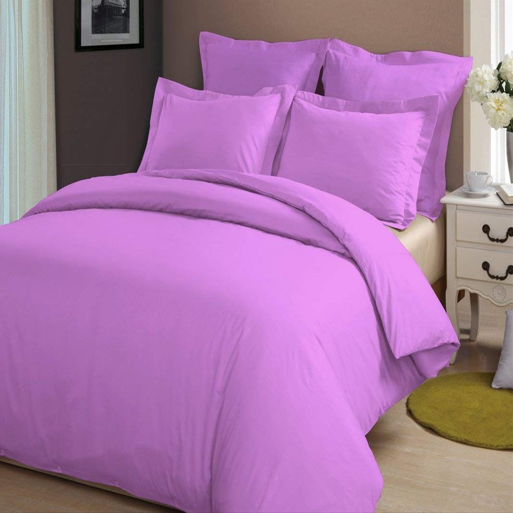 HR Luxury Linen Duvet Cover with Zipper Closure 1pc Duvet Cover Full/Queen (88" x 88") Size with Corner Ties, 100% Cotton 400 Thread Count (Full/Queen, Lilac Solid)