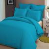 HR Luxury Linen Duvet Cover with Zipper Closure 1pc Duvet Cover Full/Queen (88" x 88") Size with Corner Ties, 100% Cotton 400 Thread Count (Full/Queen, Turquoise Blue Solid) view 1