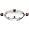 BUFFALO Stainless Steel Wok Pan with Lid Round Bottom 14 inch (35cm) Stir Frying Pan Tri-Ply Nonstick Cookware - Double Handle Cooking Pot for Induction/Electric/Gas Stoves view 1