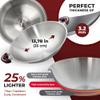 BUFFALO Stainless Steel Wok Pan with Lid Round Bottom 14 inch (35cm) Stir Frying Pan Tri-Ply Nonstick Cookware - Double Handle Cooking Pot for Induction/Electric/Gas Stoves view 4