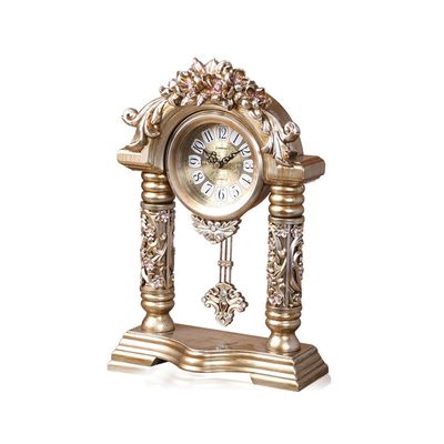 CLOCKZHJI Retro Desk Clock and Table Clock Retro Table Clock,European Retro Mantel/Mantle Rhythm Resin Quartz Clock Living Room Desk Shelf Clocks Shelf Clock (Color : Bronze)