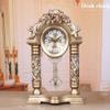 CLOCKZHJI Retro Desk Clock and Table Clock Retro Table Clock,European Retro Mantel/Mantle Rhythm Resin Quartz Clock Living Room Desk Shelf Clocks Shelf Clock (Color : Bronze) view 2