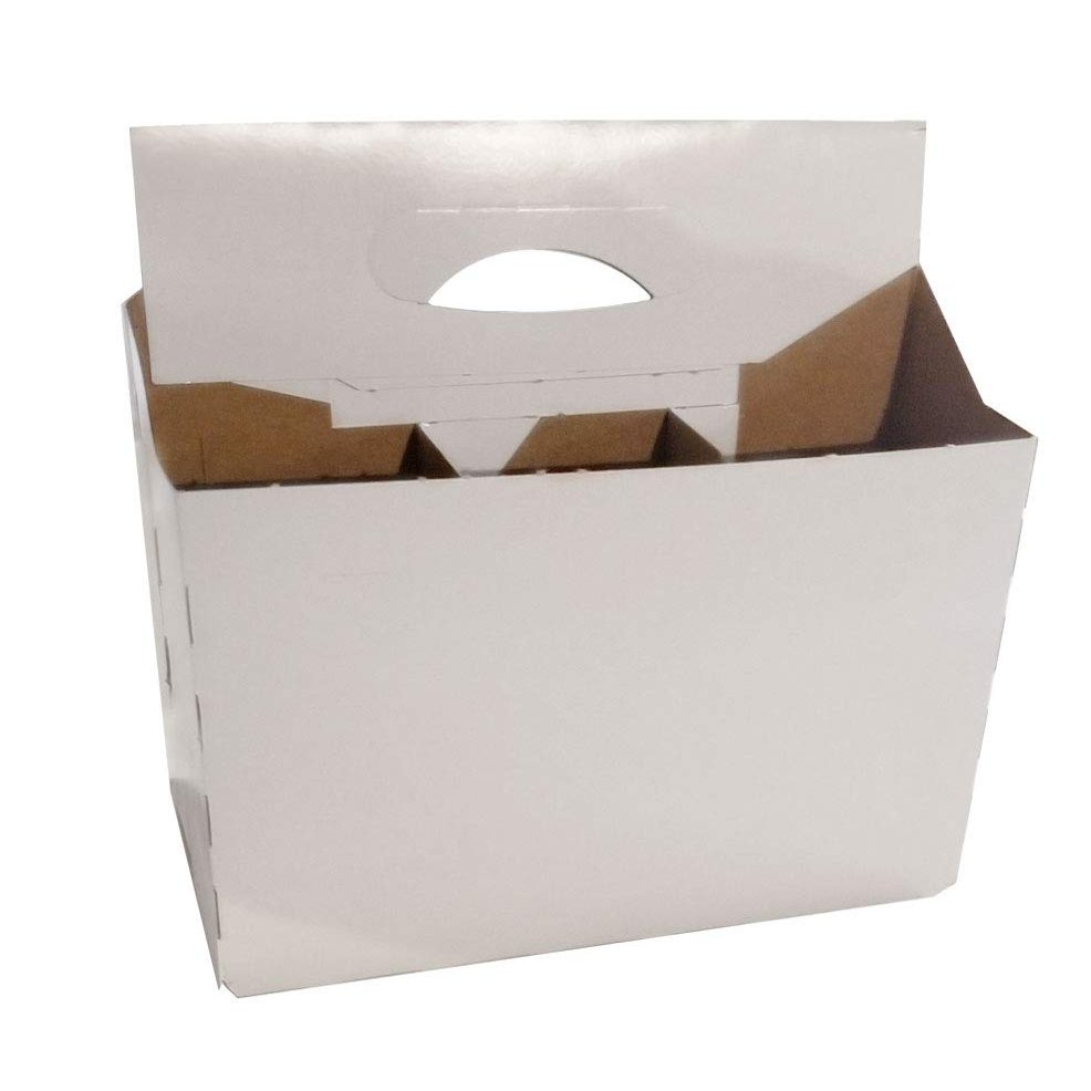 6 Pack Beer Bottle Cardboard Holder for 12 oz Beer/Soda | Cardboard Holds 6 Bottles Carrier | by C-Store Packaging (Pack of 50) (White-50pk)