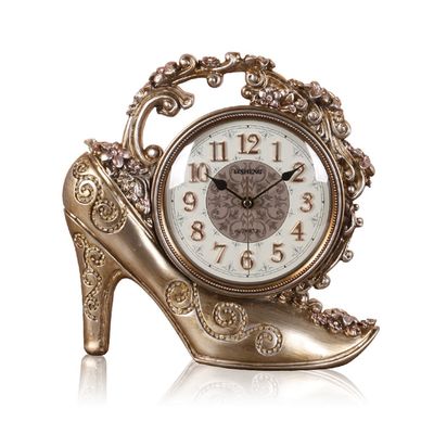 CLOCKZHJI Retro Desk Clock and Table Clock Retro Mantel/European Style Desktop Clock Living Room Desk Shelf Clock Romantic Bedroom Pendulum Pieces Shelf Clock (Color : Bronze)