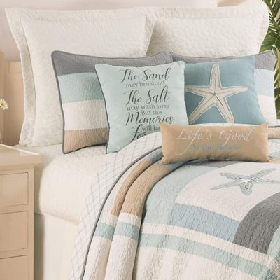 C&F Home Driftwood Shores Twin 2 Piece Quilt Set Summer Beach Bedding Ocean Themed Coastal Reversible Machine Washable Lightweight Pieced and Embroidered Bedspread Coverlet Comforter Twin 2 Piece Set