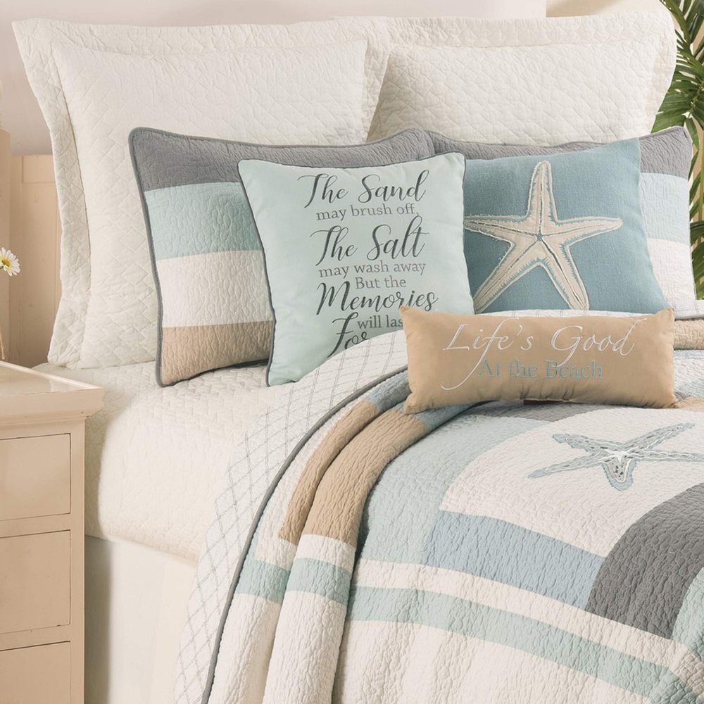 C&F Home Driftwood Shores Twin 2 Piece Quilt Set Summer Beach Bedding Ocean Themed Coastal Reversible Machine Washable Lightweight Pieced and Embroidered Bedspread Coverlet Comforter Twin 2 Piece Set
