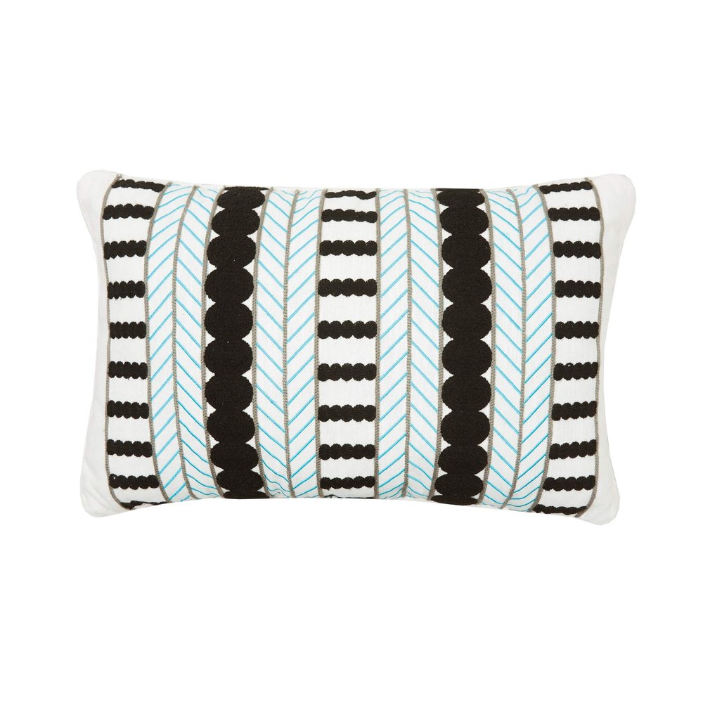 carol & frank Marti Coal Pillow Modern Boho Bohemian Decor Decoration Throw Pillow for Couch Chair Living Room Bedroom 14" x 22" Black