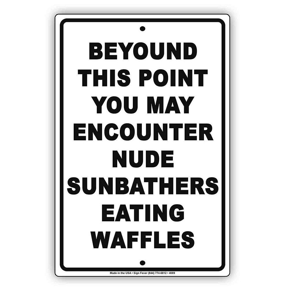 YQZsayi Beyond This Point You May Encounter Nude Pool Metal Sign Display Board Advertisement 8" X 12" inch
