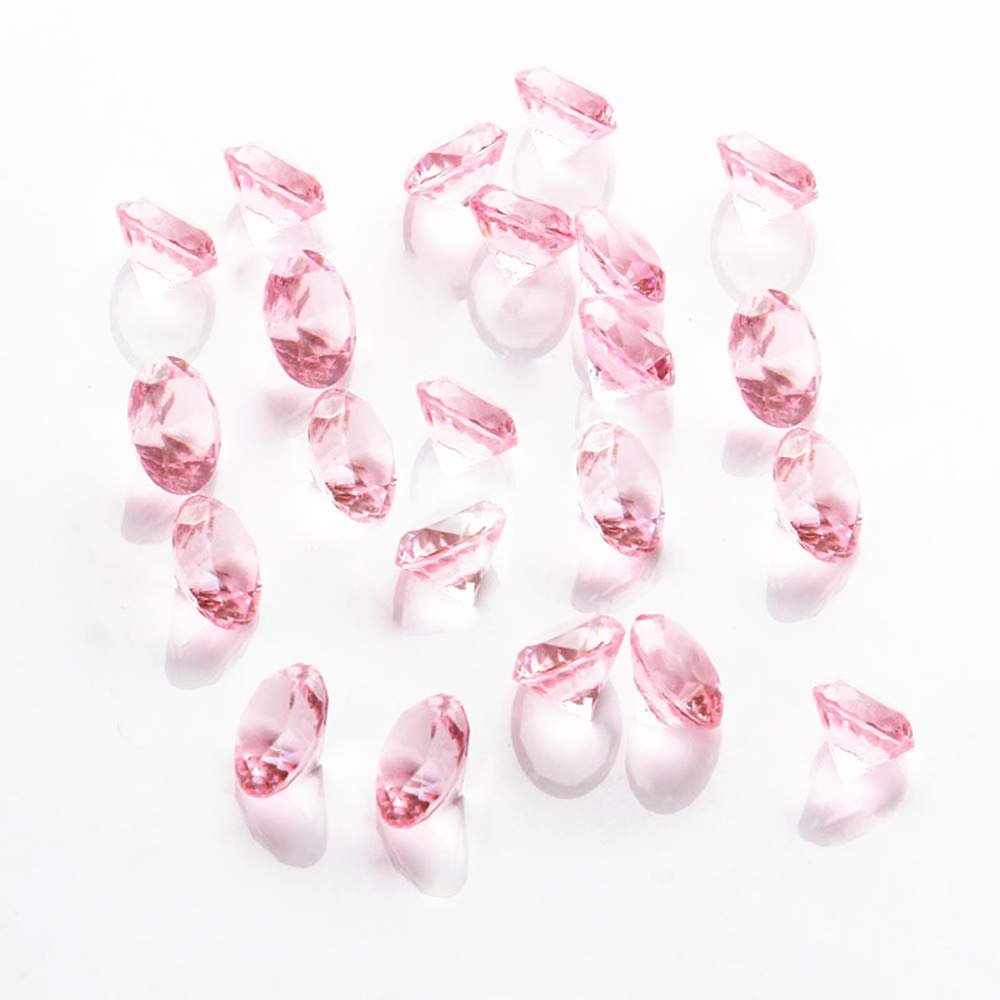 Acrylic Diamonds, 0.8 Inch 100 Pcs Acrylic Faux Round Table Scatters Confetti Diamonds Crystals Treasure Gems for Vase Fillers, Arts & Crafts, Wedding Decoration (Pink)