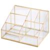 Makeup Organizer Antique Countertop Cosmetic Storage Box Glass Beauty Display, Gold Spin Large Capacity Holder for Brushes Lipsticks Skincare Toner view 1