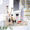 Makeup Organizer Antique Countertop Cosmetic Storage Box Glass Beauty Display, Gold Spin Large Capacity Holder for Brushes Lipsticks Skincare Toner view 2
