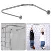 U Shaped Shower Curtain Rod (Both sides: 31.5"-47", Middle: 34.7"-43") Adjustable Genuine 304 Stainless Bathroom Bathtub Shower Curtain Rod Rack with 12 Shower Curtain Rings - Silver view 1