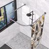 U Shaped Shower Curtain Rod (Both sides: 31.5"-47", Middle: 34.7"-43") Adjustable Genuine 304 Stainless Bathroom Bathtub Shower Curtain Rod Rack with 12 Shower Curtain Rings - Silver view 3
