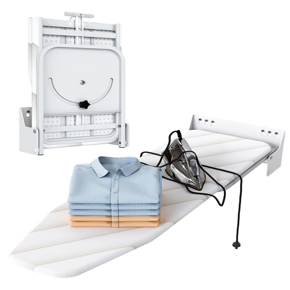 Nisorpa Wall Mounted Ironing Board 37.4" x 11.8" Fold Away 180 Swivel Iron Board with Heat Resistant Cover in Wall Ironing Board Space Saving for Home Laundry Room