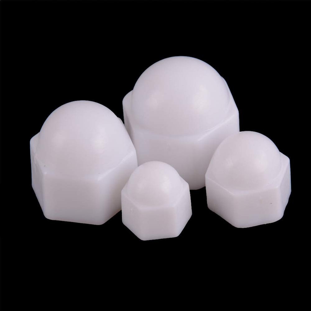 ShineBear M6 M8 M10 M12 White Dome Bolt Nut Protection Caps Cover Hex Hexagon Nuts Cap Nuts Protection Cover Nuts 10pcs - (Size: M6)