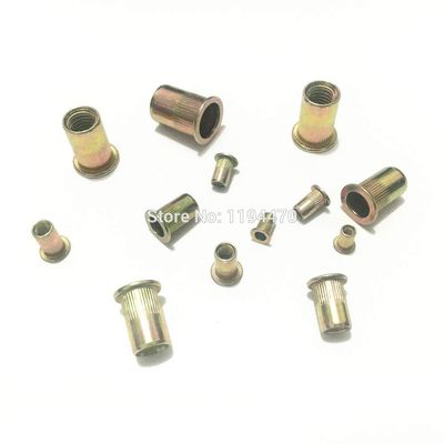ShineBear 20-200pcs M3 M4 M5 M6 M8 M10 M12 Metric Thread Zinc Plated Carbon Steel Flat Head Rivet Nut Insert knurled Nut Cap Rivnut - (Size: M12 x50pcs)