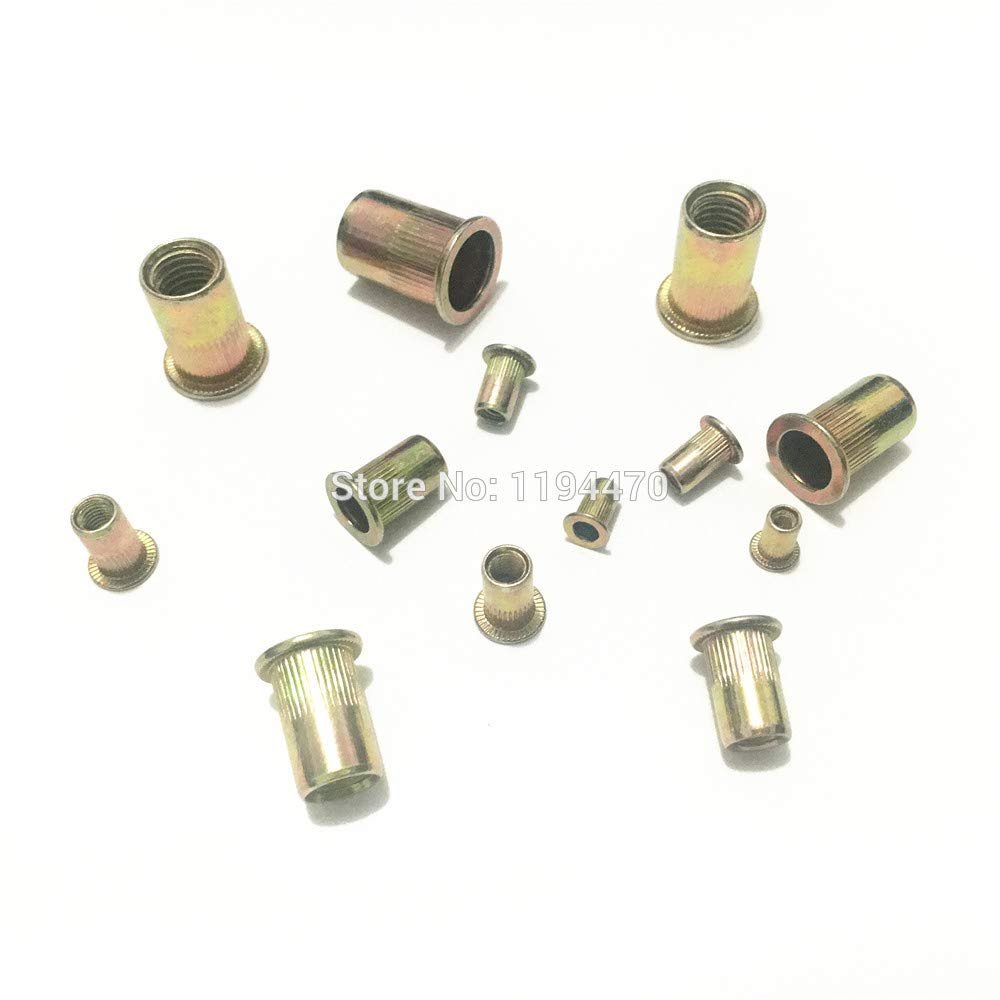 ShineBear 20-200pcs M3 M4 M5 M6 M8 M10 M12 Metric Thread Zinc Plated Carbon Steel Flat Head Rivet Nut Insert knurled Nut Cap Rivnut - (Size: M12 x50pcs)