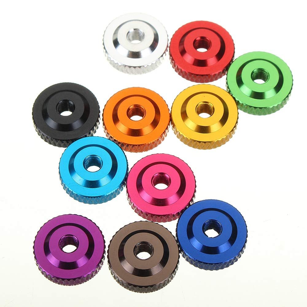 ShineBear 10Pcs M3 Knurled Thumb Nut w/Collar Screw Spacer Washer Aluminum Alloy Multicolor for FPV RC Model Toys Light Blue