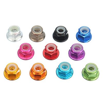 ShineBear 10Pcs/Set M3AN7 M33mm Aluminum Alloy Flange Nylon Self-Locking Nut for FPV RC Multi-Color Blue Red Purple Pink Orange Green - (Color: Red)