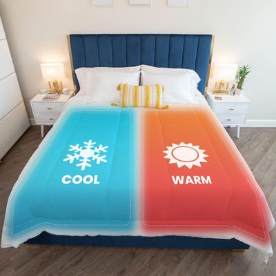 SMN Kmforte Microfiber Dual Zone Comforter, His and Hers Blankets for Couples, Cool & Warm Two Temperature Comforter, Alternative Down Duvet Insert, Wedding Gift (White, King)