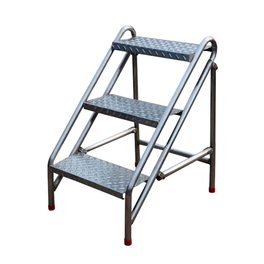 Portable Folding 3-Step Ladder Stool Multifunctional Household Staircase Flower Stand Storage Shelf Heavy Duty Steel,100 kg Capacity