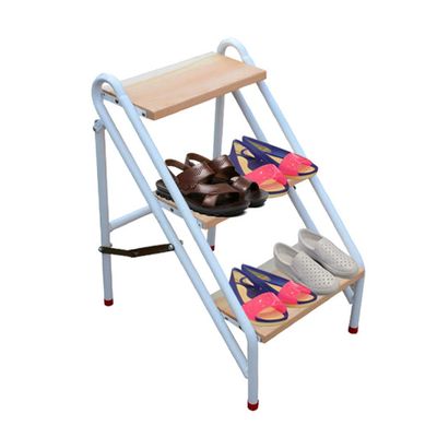 3 Step Folding Ladder Stool Multifunctional Household Portable Step Stool for Kitchen Stool Caravan Home Garden Tool DIY - White