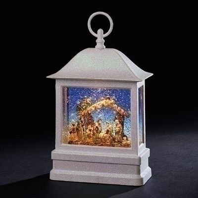 Roman, 10.5" H Lighted Swirl Nativity Lantern, Confetti Lites, Christmas Decoration, Tabeltop Christmas Decoration,