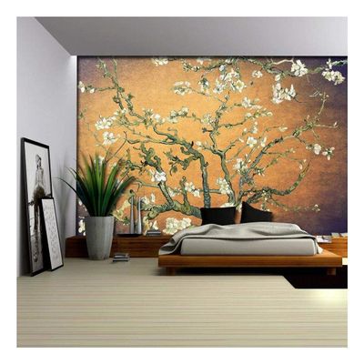 wall26 - Copper inchAlmond Blossom inch by Vincent Van Gogh (66 inchx96 inch, Orange W/ Purple Vignette inchAlmond Blossom inch-3)