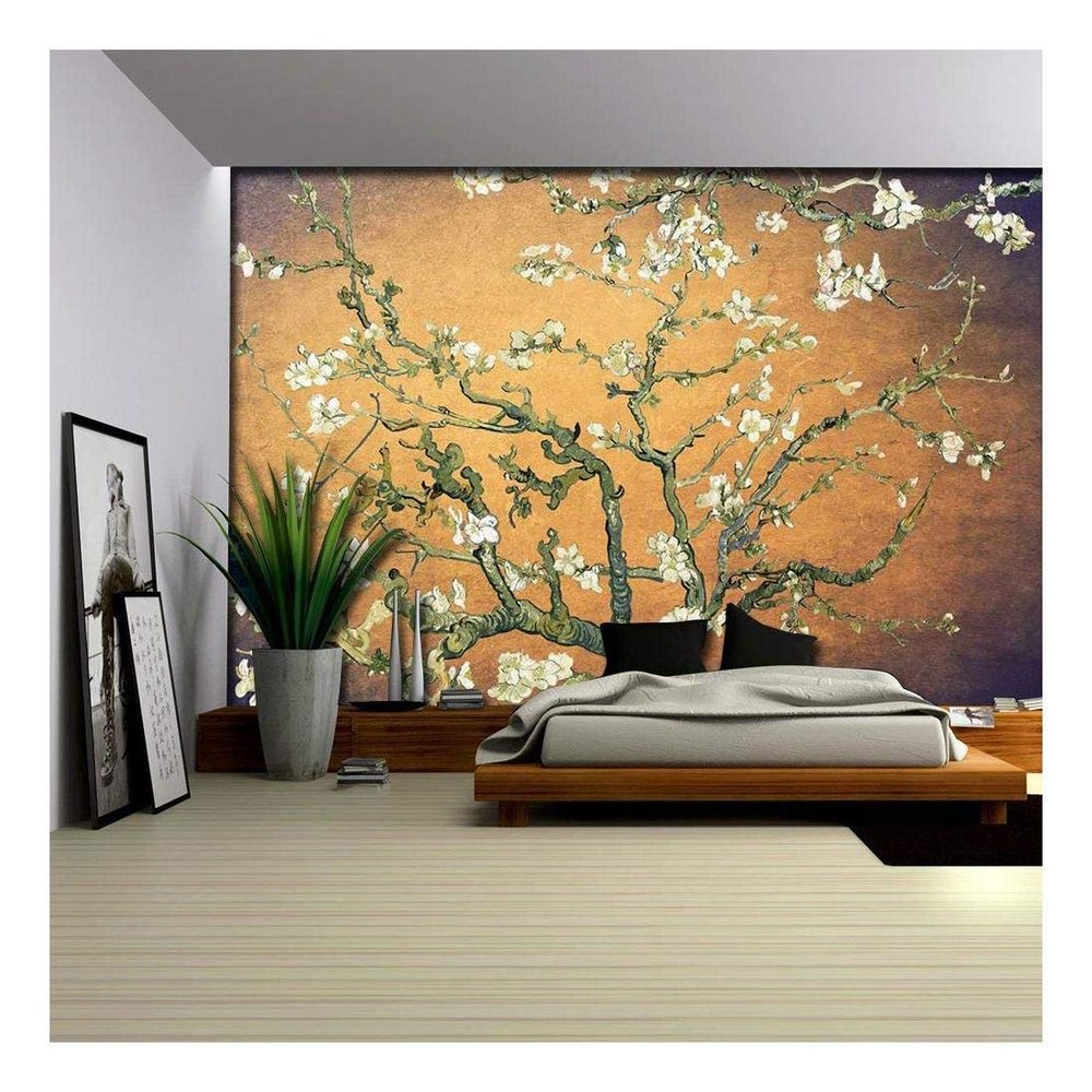 wall26 - Copper inchAlmond Blossom inch by Vincent Van Gogh (66 inchx96 inch, Orange W/ Purple Vignette inchAlmond Blossom inch-3)