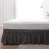 Amuze Bedding Wrap Around Bed Skirts, Easy On/Easy Off 100% Organic Cotton Elastic,400 Thread Count,Solid Dust Ruffled Bed Skirt- Bed Wrap with 15 Inch Tailored Drop,(King,Elephant Gray) view 2