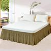 Amuze Bedding Wrap Around Bed Skirts, Easy On/Easy Off 100% Organic Cotton Elastic,400 Thread Count,Solid Dust Ruffled Bed Skirt- Bed Wrap with 15 Inch Tailored Drop,(Twin/Full,Taupe) view 2
