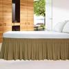 Amuze Bedding Wrap Around Bed Skirts, Easy On/Easy Off 100% Organic Cotton Elastic,400 Thread Count,Solid Dust Ruffled Bed Skirt- Bed Wrap with 15 Inch Tailored Drop,(Twin/Full,Taupe) view 3