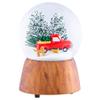 Red Truck With Dogs Cherry Woodgrain 6 x 4 Resin and Metal Holiday Musical Snow Globe view 3
