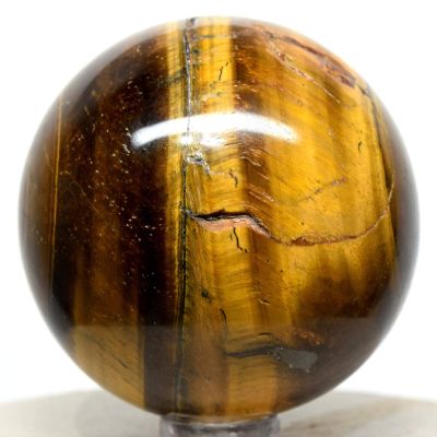 52mm Golden/Yellow Tiger's Eye Sphere Polished Natural Gemstone Hawk's Eye Crystal Mineral Ball - Africa + Stand