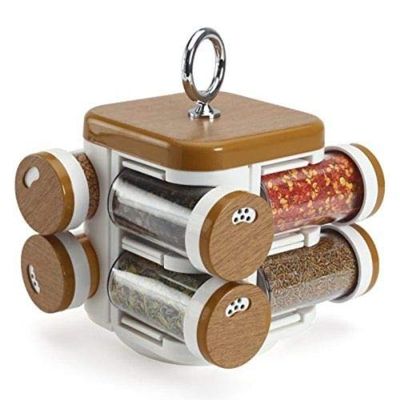 krishna krpa Revolving Spice Jar Set 8 pcs Stand Color May Vary Masala Rack Spice
