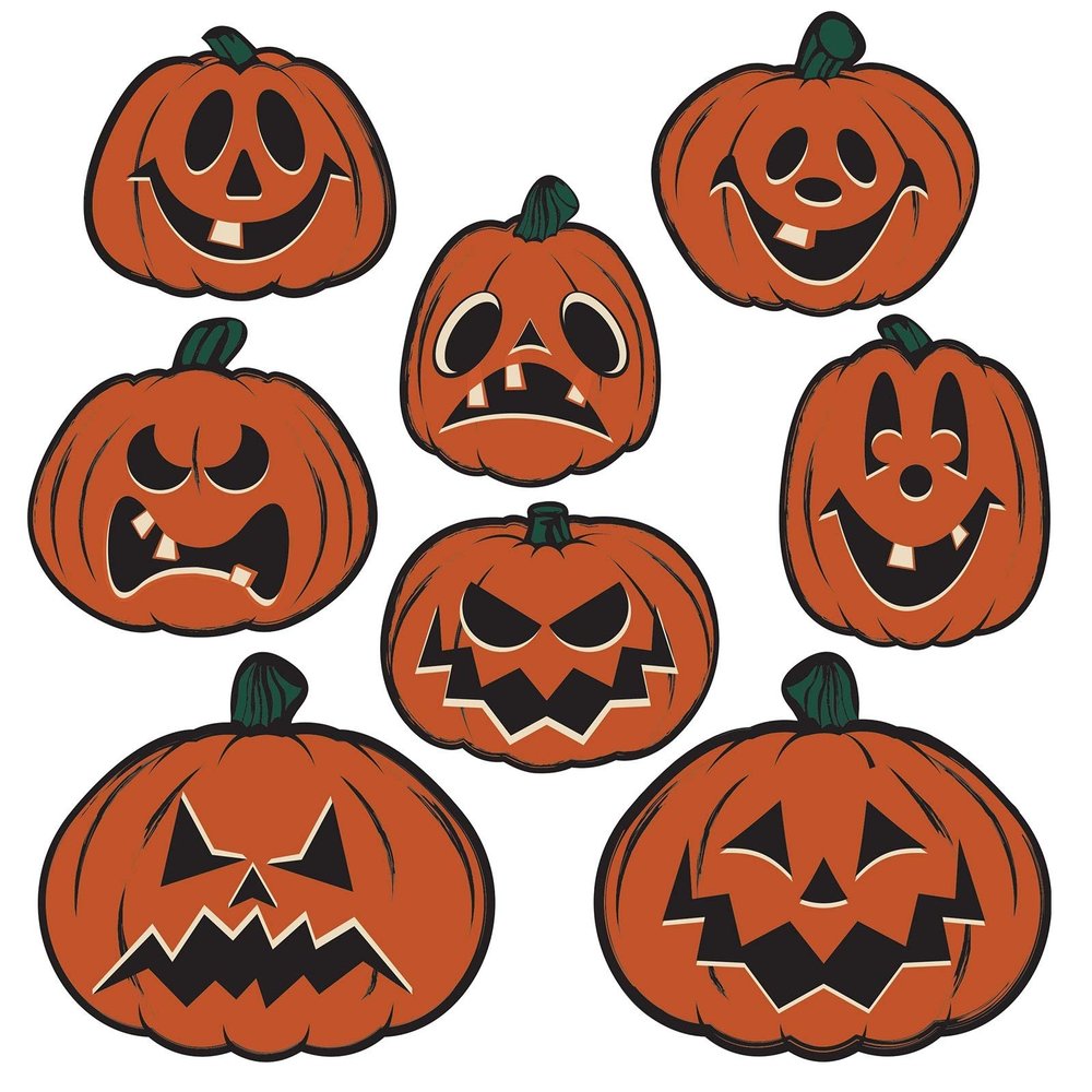 96 Counts Orange Vintage Halloween Pumpkin Cutouts 9.5