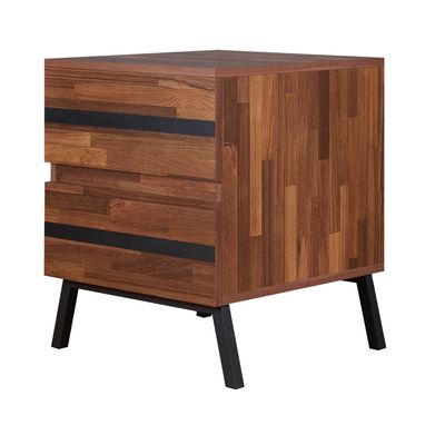Benjara, Brown and Black Benzara Wooden End Table with Angled Leg Support