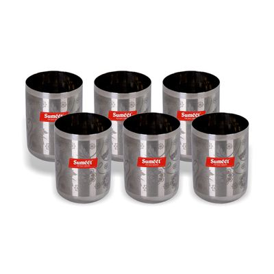 SUMEET Stainless Steel Miracle Glass - 6 Pieces, 300 ml