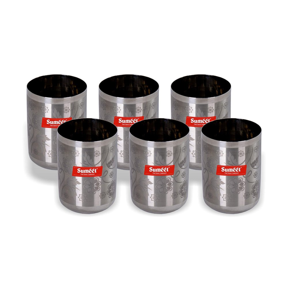 SUMEET Stainless Steel Miracle Glass - 6 Pieces, 300 ml