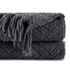 BATTILO HOME Dark Grey Throw Blanket for Couch, Knit Charcoal Throw Blanket Versatile for Chair, 60 x 80 Inch - Super Soft Warm Grey Blanket with Tassels for Bed, Sofa and Living Room view 1