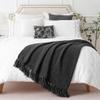 BATTILO HOME Dark Grey Throw Blanket for Couch, Knit Charcoal Throw Blanket Versatile for Chair, 60 x 80 Inch - Super Soft Warm Grey Blanket with Tassels for Bed, Sofa and Living Room view 4