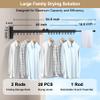 Bakala Clothes Drying Rack Foldable, Laundry Drying Rack Clothing Wall Mounted, Clothing Racks for Hanging Clothes, Heavy-duty Space Saving Hanger,Retractable,Expandable,Collapsible, 64" (Hooks,Black) view 4