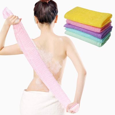 5 Pcs Exfoliating Washcloth Towel, Japanese Exfoliating Cloth for Shower, Body Back Scrubber Bath Towel, Korean Net Sponge Nylon Bath Cloths Skin Loofah Wash Scrub Towels for Women (5 Colors)
