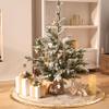Valery Madelyn Christmas Tree Skirt for Tree Decorations, 48 Inch Fabric White Gold Small Xmas Velvet Tree Skirt with Embroidery Baroque Pattern & Pleated Border for Tree Merry Christmas Party Decor view 3
