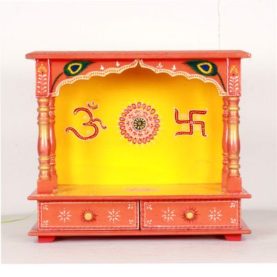 Home and Bazaar Rajasthani Ethnic Handcrafted Wooden Temple/Mandir/Pooja Ghar/Mandapam