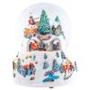 Musical Village Rotating Train White 6 inch Resin Holiday Wind Up Snow Dome view 1