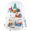 Musical Village Rotating Train White 6 inch Resin Holiday Wind Up Snow Dome view 3