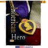 Breeze Decor H108407-P3 Purple Heart Hero Americana Military Impressions Decorative Vertical 28" x 40" House Flag view 2