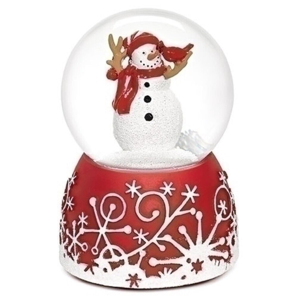 Holiday Red Glitterdome 4.75 x 3.25 Resin 80MM Snow Globe Plays Jingle Bells