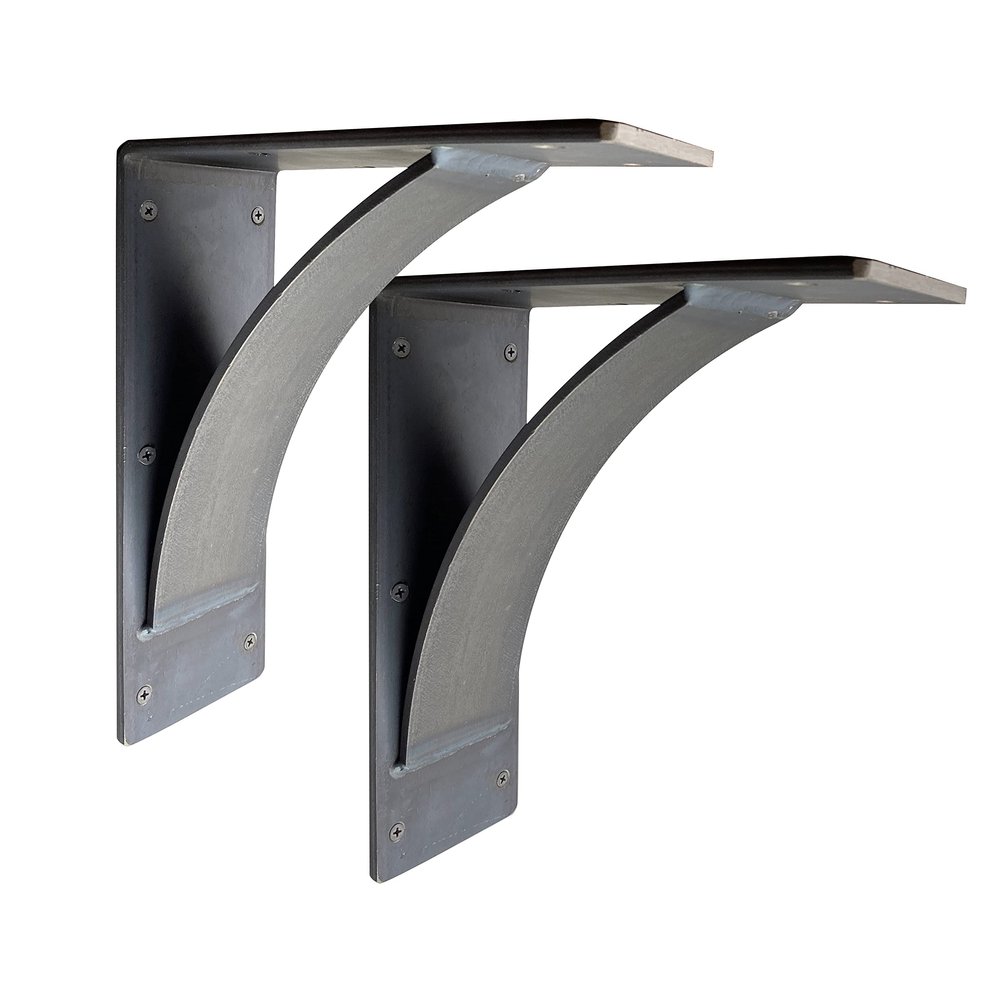 RRD Heavy Duty Steel Fireplace Mantel Brackets - Countertop Support - Rustic Farmhouse Decor (9'x12'x4', ' Natural Steel, 2 Pack)